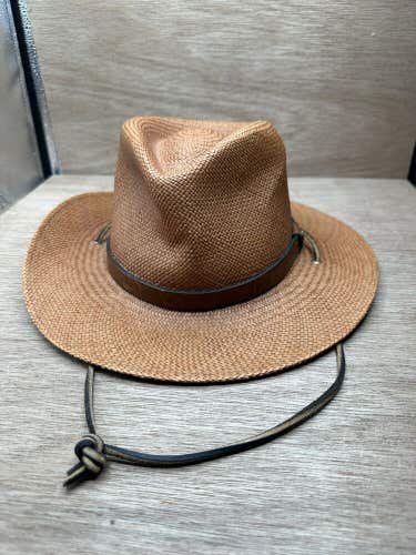 Orvis Genuine Panama Hand Woven in Ecuador Straw Hat Size MD 7-7 1/8
