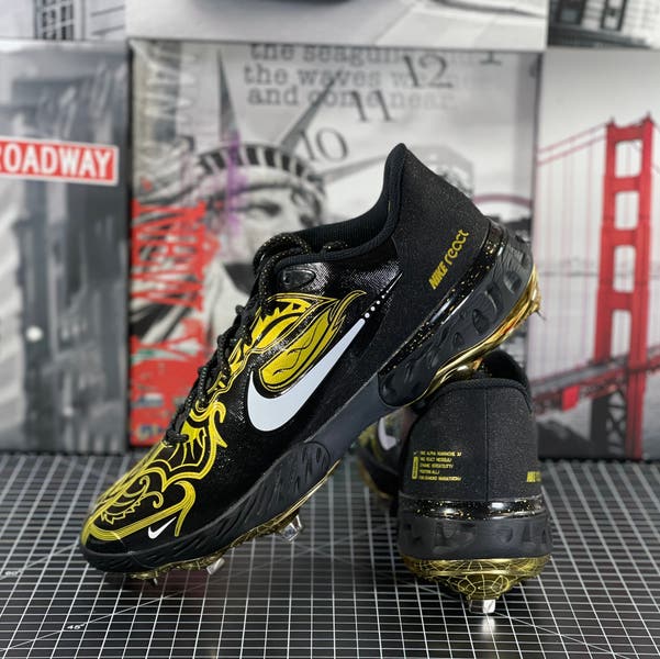 Nike Alpha Huarache Elite 3 Low Baseball Cleats Black Gold Men\'s 12.5 CV3553-001 Nike Alpha Huarache Elite 3 Low Baseball Cleats Black Gold  main image 4