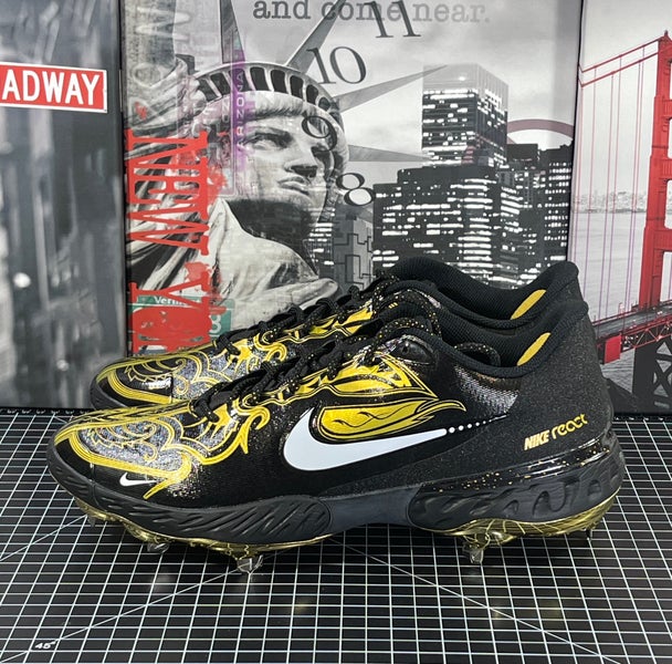 Nike Alpha Huarache Elite 3 Low Baseball Cleats Black Gold Mens Size 8-13 NEW Size 13 - Nike Alpha Huarache Elite 3 Premium Low Black  main image 4