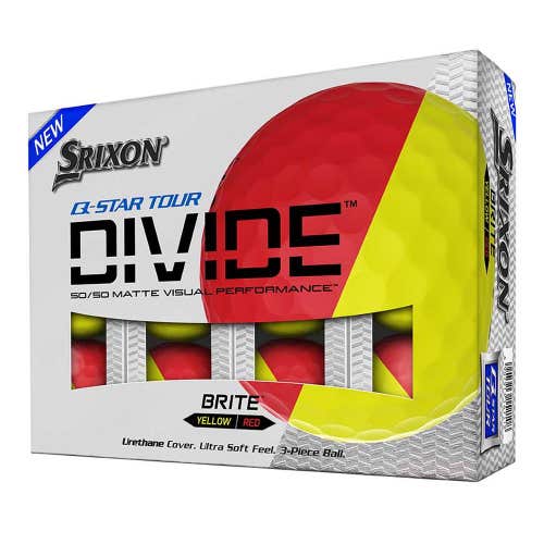 Srixon Q-Star Tour Divide Golf Balls (Brite Yellow/Red, 2021, 12pk) NEW