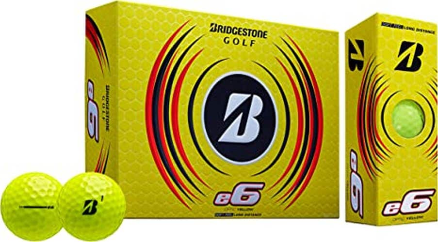 Bridgestone e6 Golf Balls (Yellow, 12pk) 1 Dozen 2023 Soft Feel, Long Distance