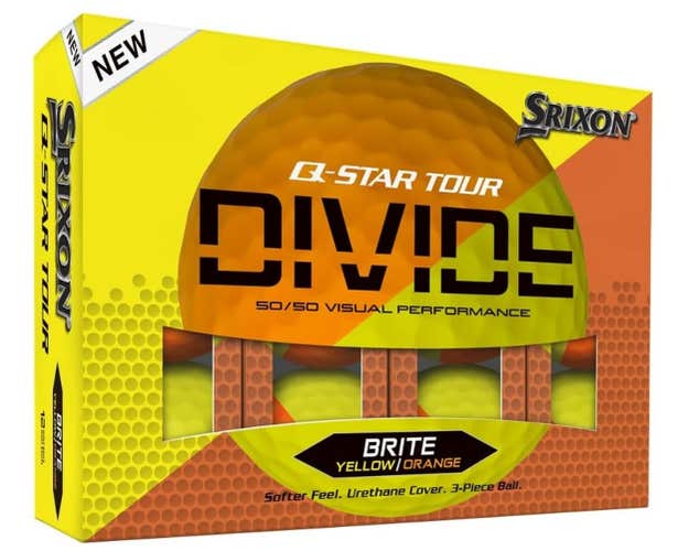 Srixon Q-Star Tour Divide Golf Balls (Brite Yellow/Orange,12pk) 1dz 2024  NEW