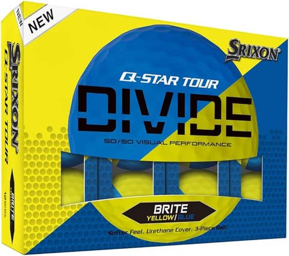 Srixon Q-Star Tour Divide Golf Balls (Brite Yellow/Blue, 12pk)1dz 2024  NEW