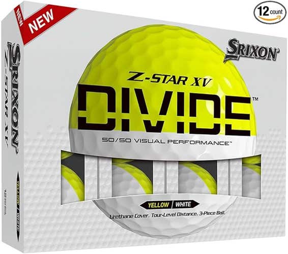Srixon Z-Star XV Divide Golf Balls (White/Yellow, Spinskin, 12pk) 2023 NEW