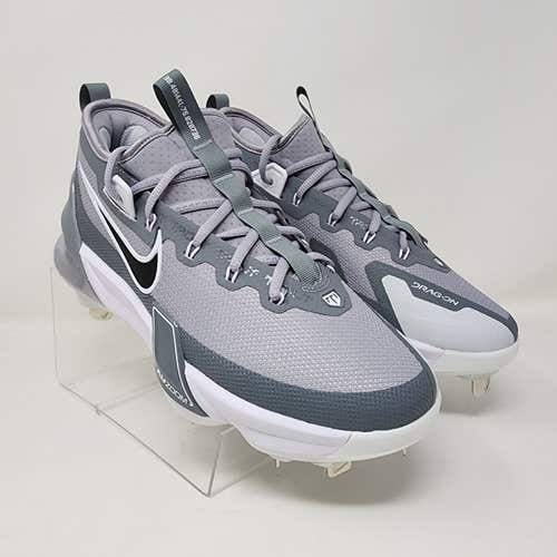 Nike Baseball Cleats Mens 8 Grey Force Zoom Trout 9 Elite Logo Lace Up Metal