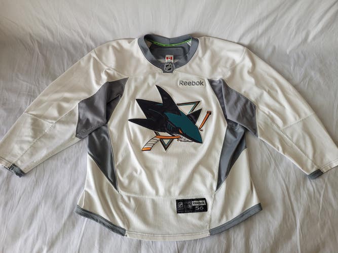 bundle for ccw3 - two Reebok San Jose Sharks 56 practice jerseys (1 white + 1 black)