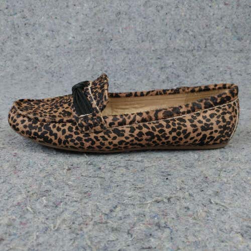 Lands End Womens 7.5 D Shoes Leopard Print Slip On Loafers Cal Hair Comfort