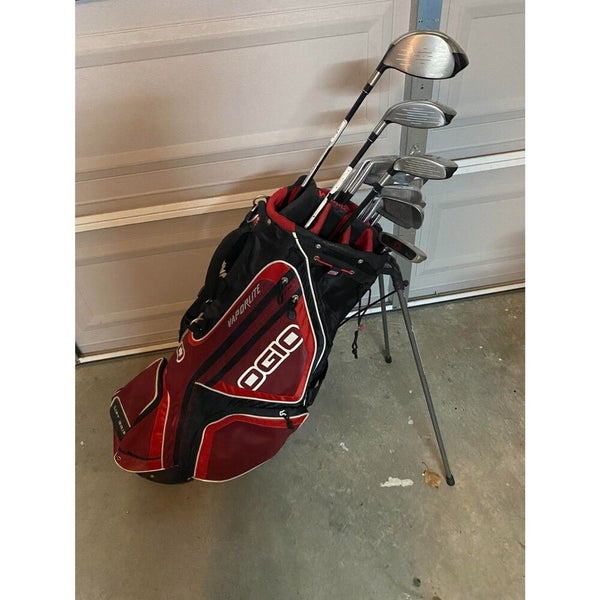 Men's Complete Set with TaylorMade, Mizuno and Red Ogio Stand Bag