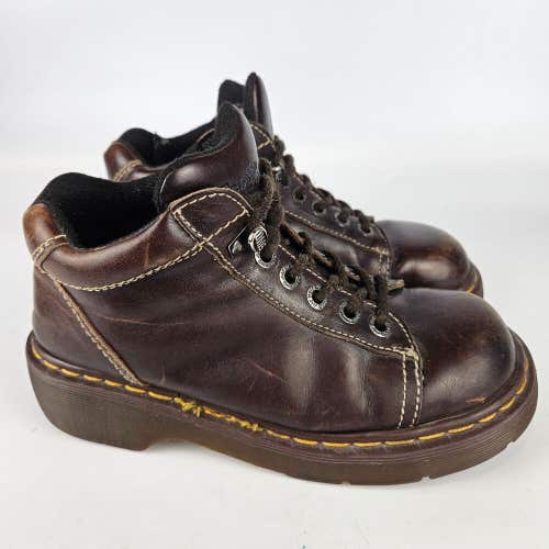 VTG Dr. Martens 8542 Womens Work Boots Size UK 6 US 8 Brown Leather Chunky Heel