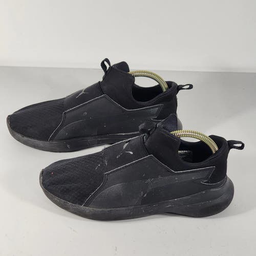 PUMA 364539 06 Women's Size 8.5 Rebel Mid Puma All Black Laceless Sneaker Shoes