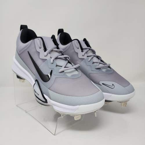 Nike Baseball Cleats Mens 8.5 Grey Force Air Zoom Trout 9 Pro Metal Logo Lace Up