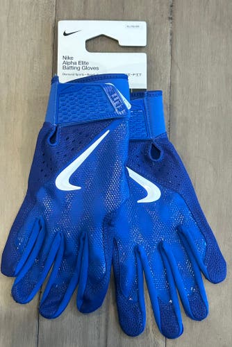 Size XL Men’s Nike Alpha Elite Royal Blue Baseball Batting Gloves