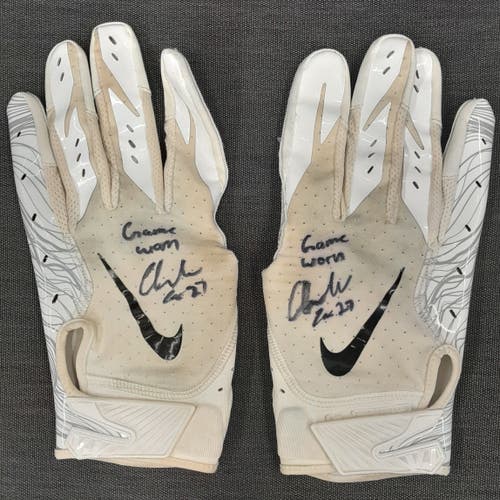 SIGNED CHANDLER COX MIAMI DOLPHINS GAME USED FOOTBALL GLOVES