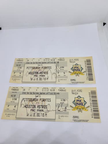 Pair of Pittsburgh Pirates 2001 Autographed Tickets