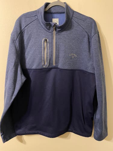 Mens Callaway Golf 1/2 Zip Fleece Lined Pullover Sweatshirt Blue Gray Size XXL