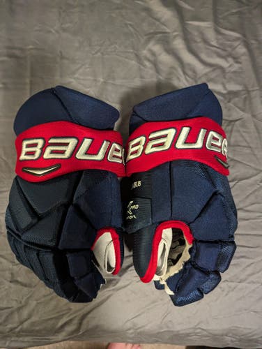 Like New Columbus Blue Jackets Bauer Vapor 1X Pro Gloves 14" Pro Stock