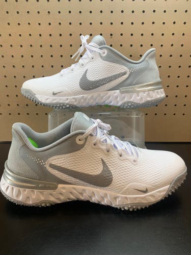 Size 8 Nike Huarache Elite 3 Turf shoes cleats Baseball Lacrosse White Gray
