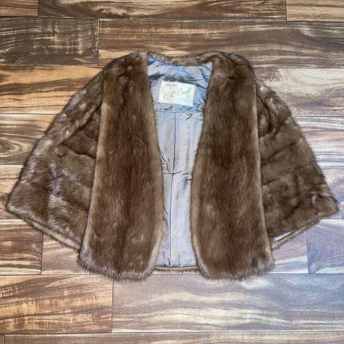 Vintage CR Cook Peoria Illinois Mink Fur Stole Cape Wrap Shawl Coat One Size
