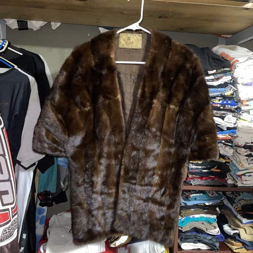 Vintage Leeds Boston Mink Fur Stole Cape Wrap Shawl Coat One Size RARE