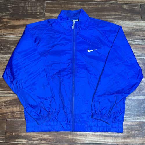 Vintage Nike Windbreaker Blue 90s White Tag Full Zip Swoosh Men’s Large