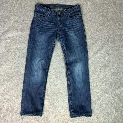 Kut from the Kloth Women Jeans 8 Blue Denim Pant Straight Dark Wash Stevie