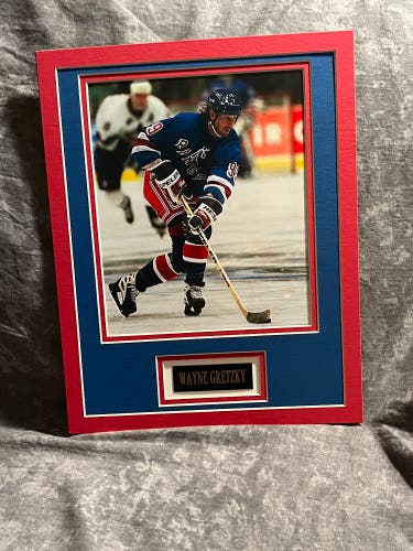 Wayne Gretzky Ranger Photo Matted With Nameplate
