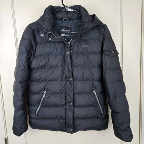Marmot 700 Fill Down Puffer Jacket Girl Junior XL Winter Parka Black Hooded