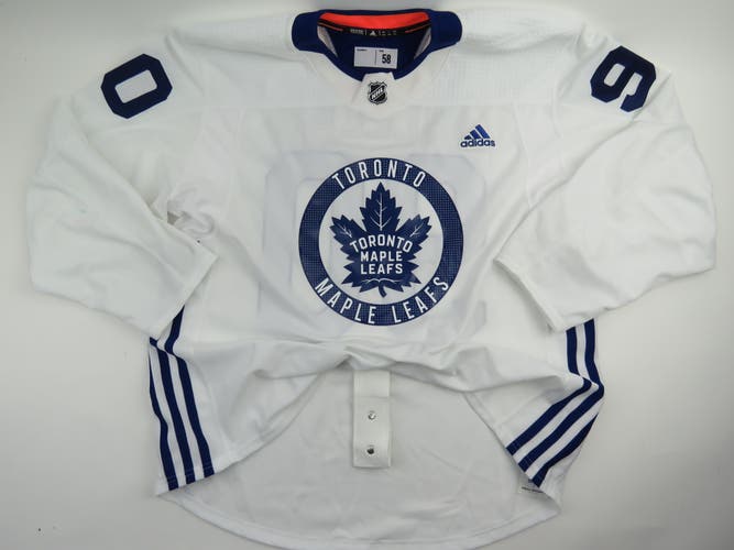 Adidas Toronto Maple Leafs Practice Worn Authentic NHL Hockey Jersey White #90 Size 58