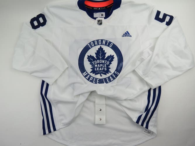 Adidas Toronto Maple Leafs Practice Worn Authentic NHL Hockey Jersey White #58 Size 58