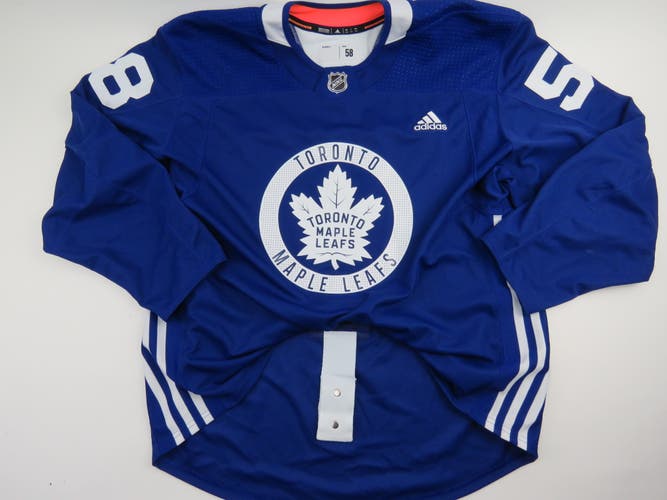 Adidas Toronto Maple Leafs Practice Worn Authentic NHL Hockey Jersey Blue #58 Size 58
