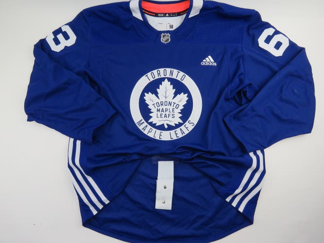 Adidas Toronto Maple Leafs Practice Worn Authentic NHL Hockey Jersey Blue #63 Size 58