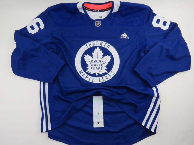 Adidas Toronto Maple Leafs Practice Worn Authentic NHL Hockey Jersey Blue #86 Size 58