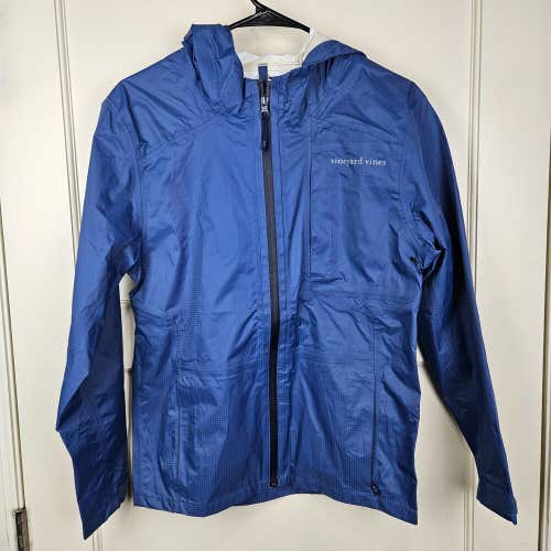 Vineyard Vines Youth Blue Hooded Rain Jacket Wind Breaker Waterproof Size L (16)