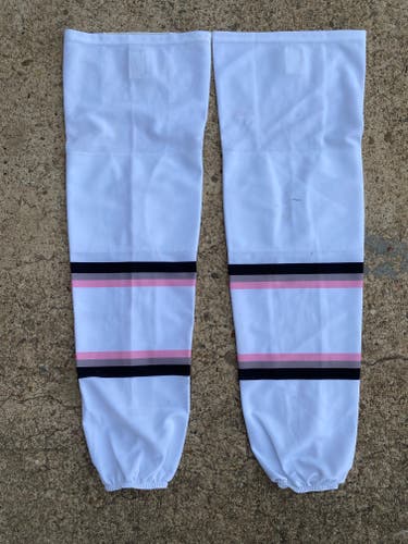 SP Edge Style Pro Stock Hockey Shin Pad Socks White with Pink 3840