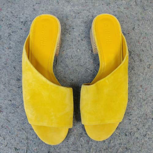 Mercedes Castillo Irine Womens 9.5 Slip On Shoes Yellow Suede Mules Open Toe