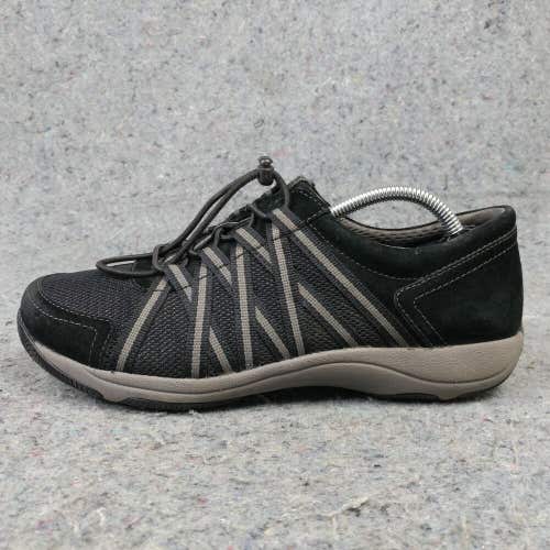 Dansko Honor Womens 38 Shoes Athletic Comfort Sneakers Black Mesh Suede Low