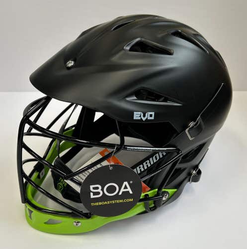 New Warrior Evo field lacrosse helmet size S / M black cage mask lax BOA player