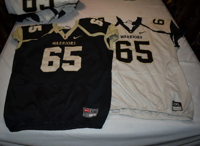 Nike Warriors Football Jerseys, Black and White, XL #63