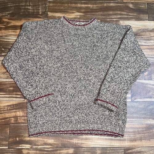 Vintage Eddie Bauer Legends 100% Wool Sweater Crewneck Knit Men Medium Tan Brown