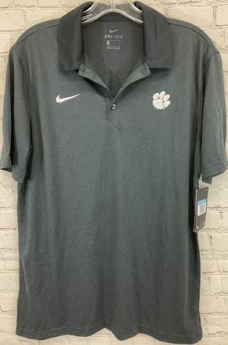 Nike Dryfit Men's CD7068-010 Clemson Tiger Gray Polo Shirt Size M Medium