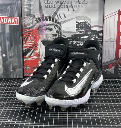 Nike Alpha Huarache Elite 4 Mid Baseball Cleat Men’s Size 10.5 Black DJ6520-011