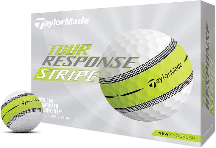 Taylor Made Tour Response Stripe Golf Balls (White, 12pk) 1dz 3 Layer NEW