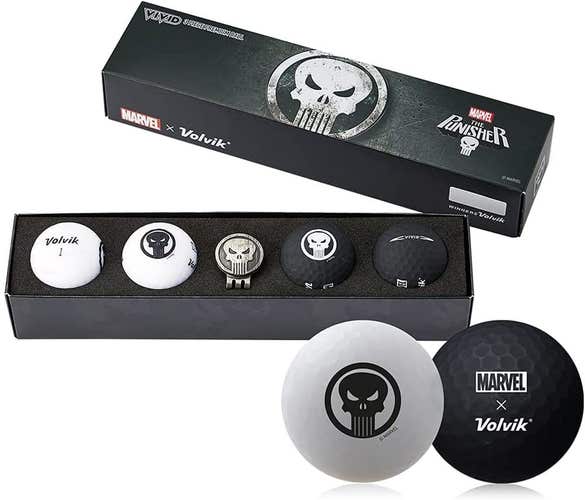 Volvik Vivid Marvel X Golf Balls (Punisher, 4pk) Gift Set NEW