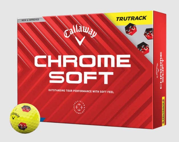 Callaway Chrome Soft Tru Track Golf Balls (YellowBlack/Red,12pk) 1dz 2024 NEW