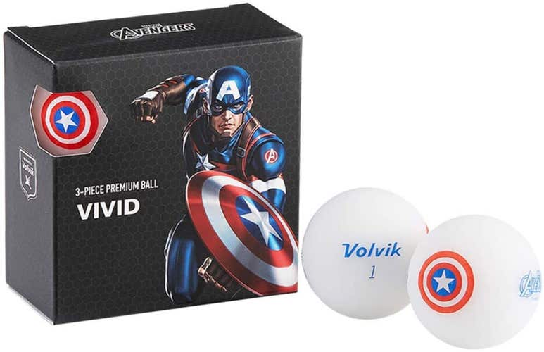 Volvik Vivid Marvel X Golf Balls (Captain America, 4pk) NEW