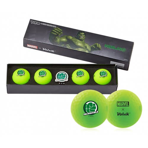 Volvik Vivid Marvel X Golf Balls (Hulk, 4pk) 2021Avengers Gift Set NEW