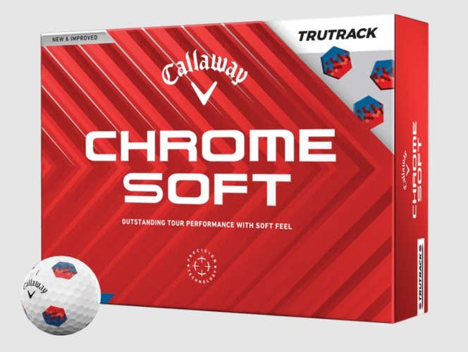 Callaway Chrome Soft Tru Track Golf Balls (White/Blue/Red, 12pk)1dz 2024 NEW