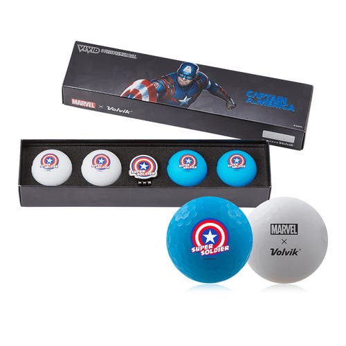 Volvik Vivid Marvel X Golf Balls (Captain America, 4pk) 2021Avengers Gift Set