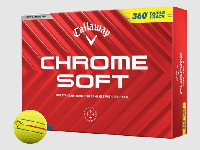 Callaway Chrome Soft Triple Track 360 Golf Balls (Yellow, 12pk) 1dz 2024 NEW