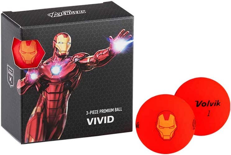 Volvik Vivid Marvel X Golf Balls (Iron Man, 4pk) NEW